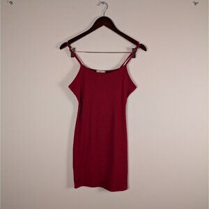 Smoke & Mirrors Women's Red Ribbed Mini Slip Dress Strappy Size Medium